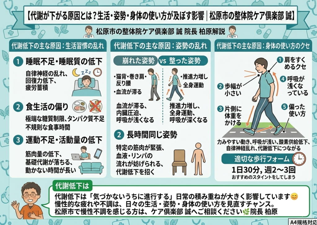 代謝が下がる原因とは？生活・姿勢・身体の使い方が及ぼす影響
