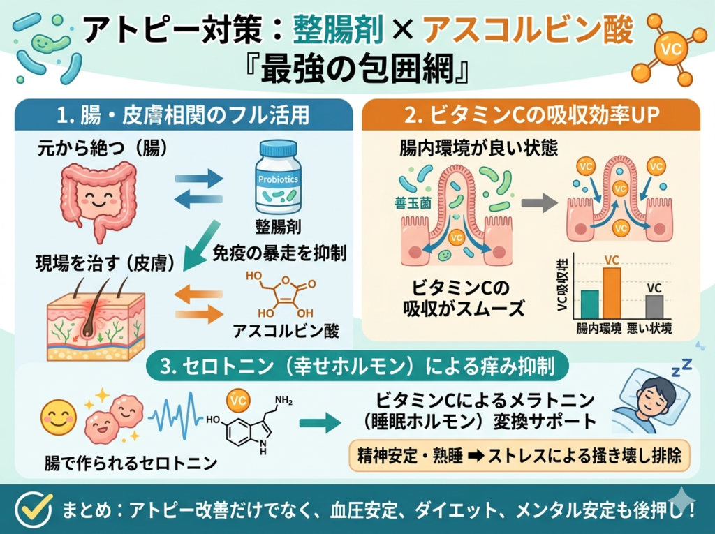 アトピー対策】整腸剤とビタミンC(アスコルビン酸)