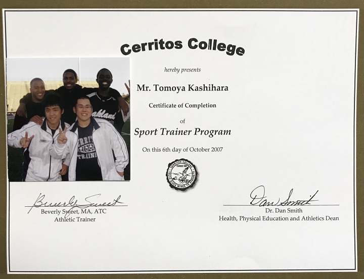 スポーツトレーナーの研修として渡米し大学にてトレーナー研修を受けました